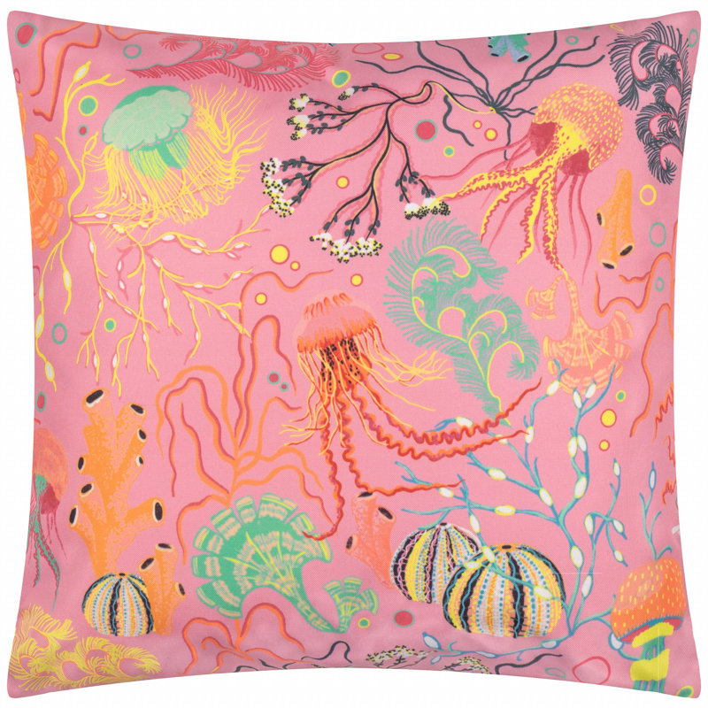 Reef Indoor / Outdoor Pink Square Throw, Polyester