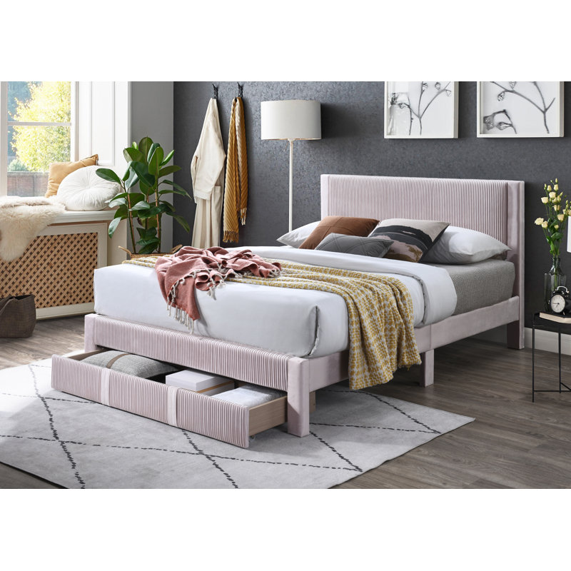 Breeyana Upholstered Platform Storage Bed, Pink, Queen