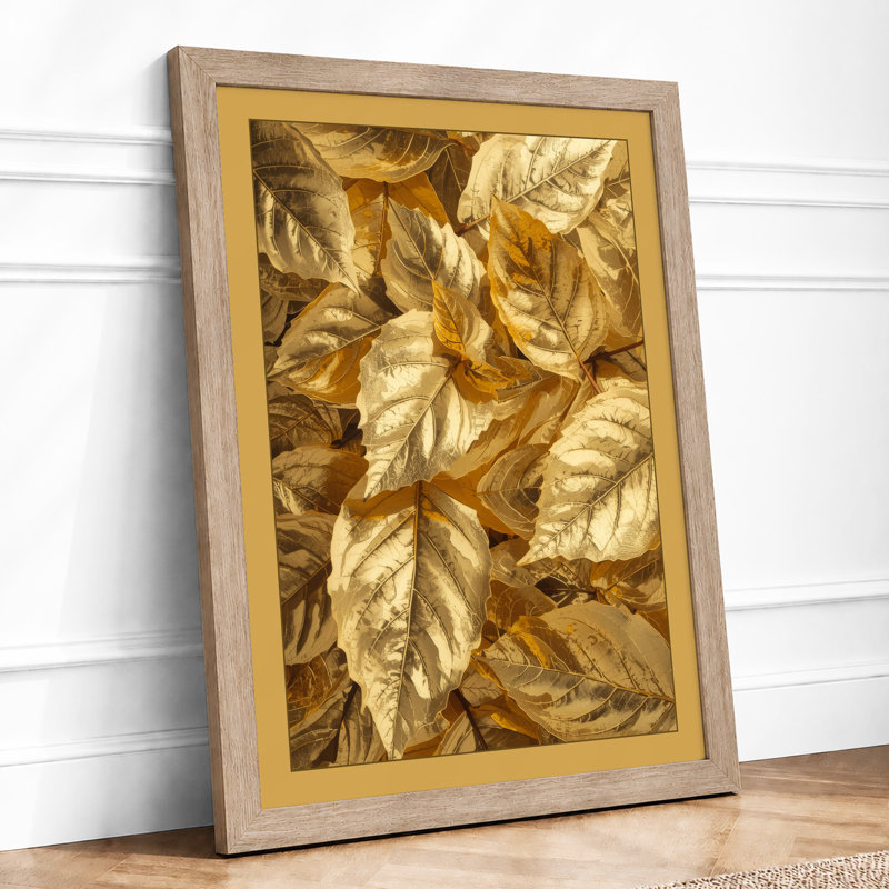 Gilded Leaves Botanical - Framed Print, A2 - 59.4 x 42.0 cm, Oak