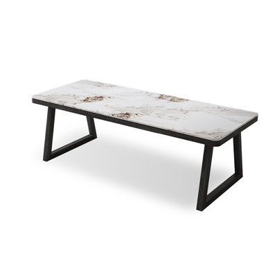 Black Rectangular Sintered Stone+Solid Wood Dining Table