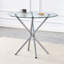 Table de salle à manger ronde en verre transparent avec une forme unique pour 4 à 6 personnes, avec des pieds en métal argenté en forme d'anneau, convenant aux bureaux, aux cuisines, aux terrasses et aux salles à manger.