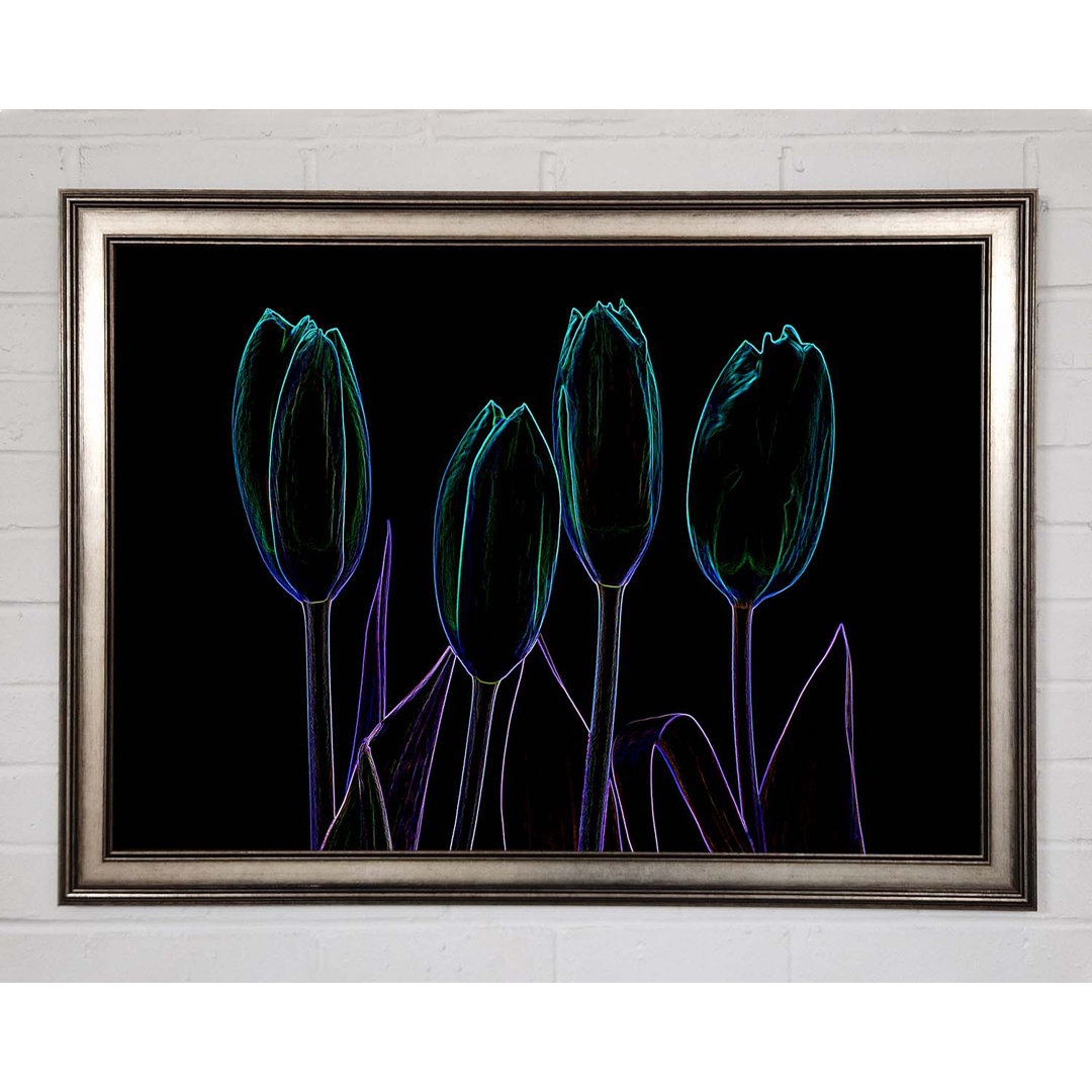 Gerahmtes Leinwandbild Abstract Neon Floral 30