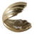 Decorative Clam With Acrylic Pearl Figurine Sculpture - Decorative Object Statue For Home Decor And Living Room Decorations - 5", Gold & Clear