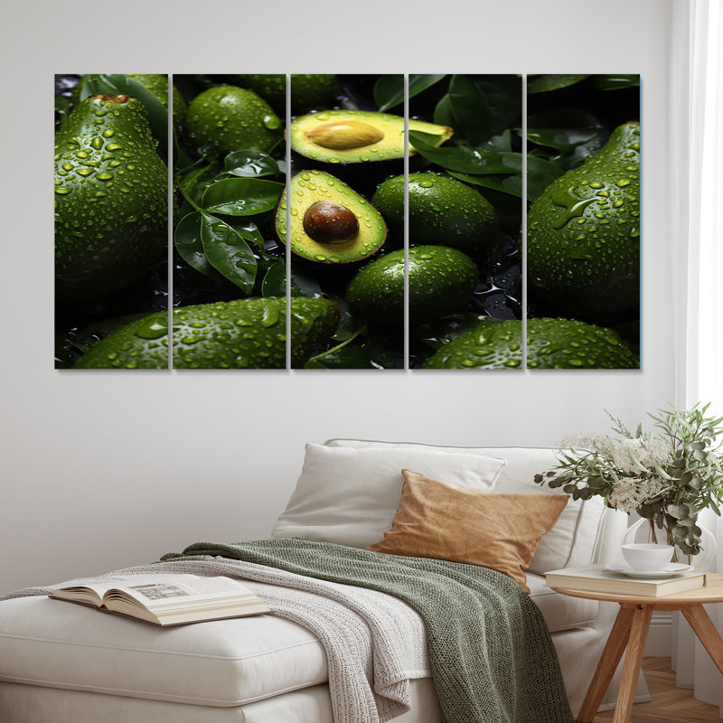 Ripe Avocado III - fruits, reproduction d'art murale - 5 panneaux égaux