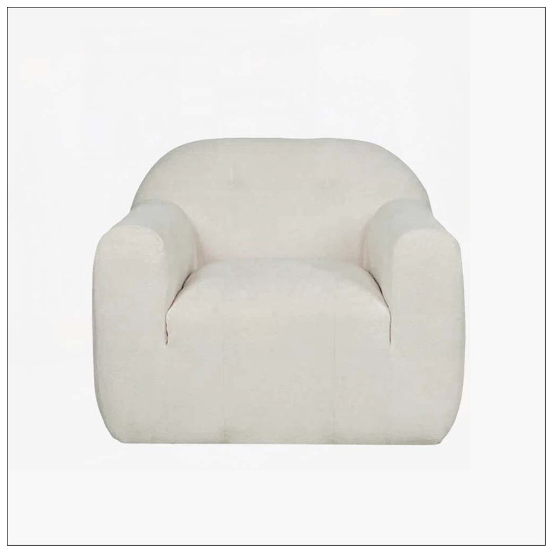 Fauteuil club à accoudoirs ronds, Crème, crème