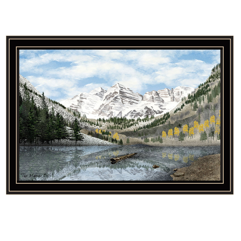 «The Maroon Bells», art mural, impression de paysage pour le salon et la chambre à coucher | Idée de cadeau, Noir
