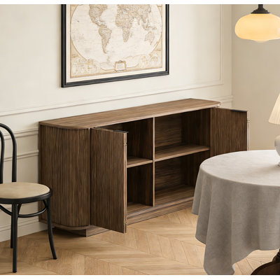 63"Wavy  2-Door Buffet Cabinet with Adjustable Shelves
