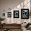 Stained Glass Orca Geometric - Framed Print-754305778-754305782