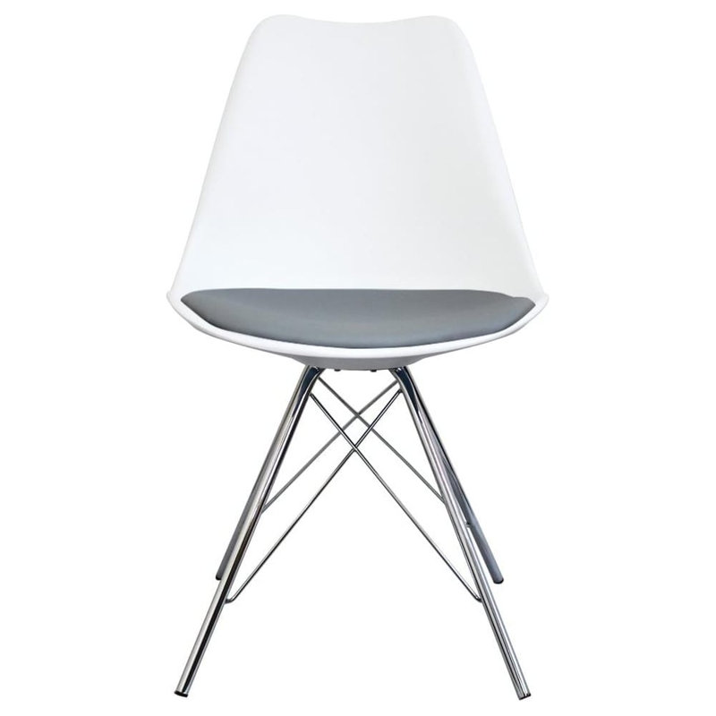 Topeka 45cm H Upholstered Side Chair, White/Grey