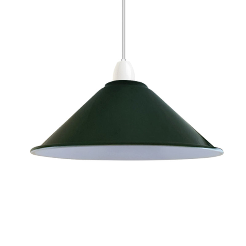 Vintage 10cm H Metal Cone Lamp Shade, Green