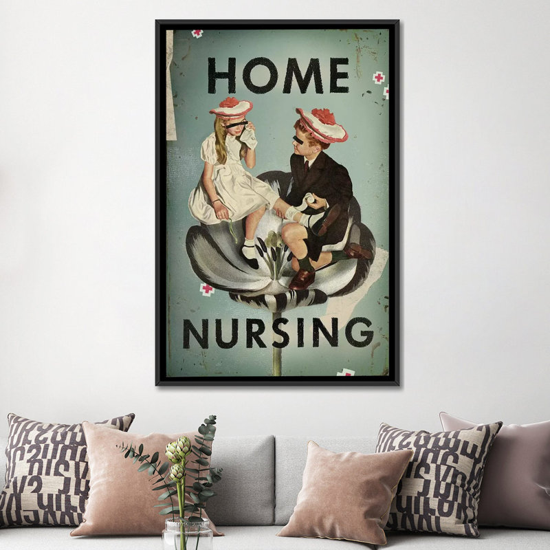 « home allaitement », art textuel sur toile, H 26 po x l 18 po x P 1,5 po, Toile avec cadre noir, Pas de tapis