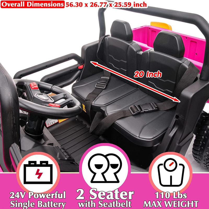 Pink 24V Kids Ride-On Truck with Remote Control and Electric Dump Bed
