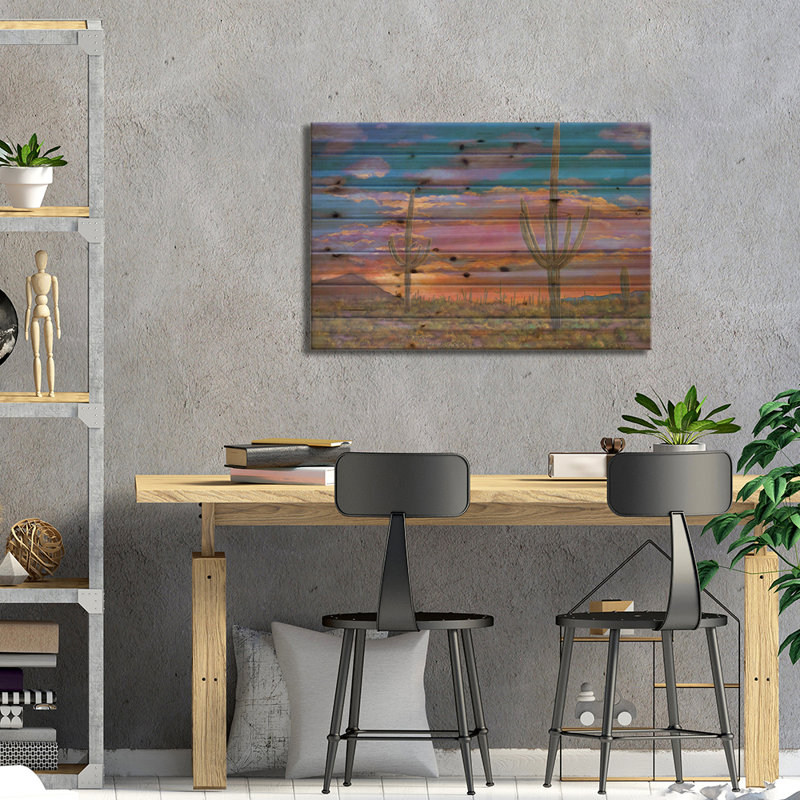 «Leiston Southern Arizona Evening On Wood» par Johnathan Harris, reproduction, H 18 po x l 26 po x P 1,5 po