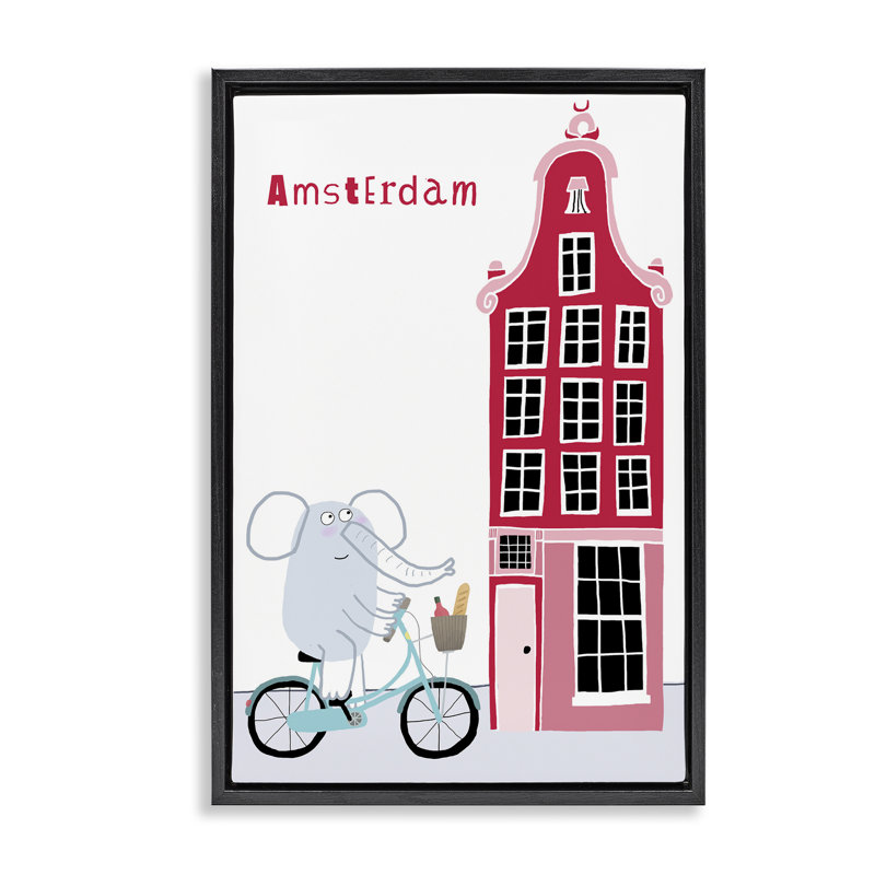 Elephant & Amsterdam Building Floating Frame, design by Carla Daly, 31" H x 21" W, Jet Black Floater Frame