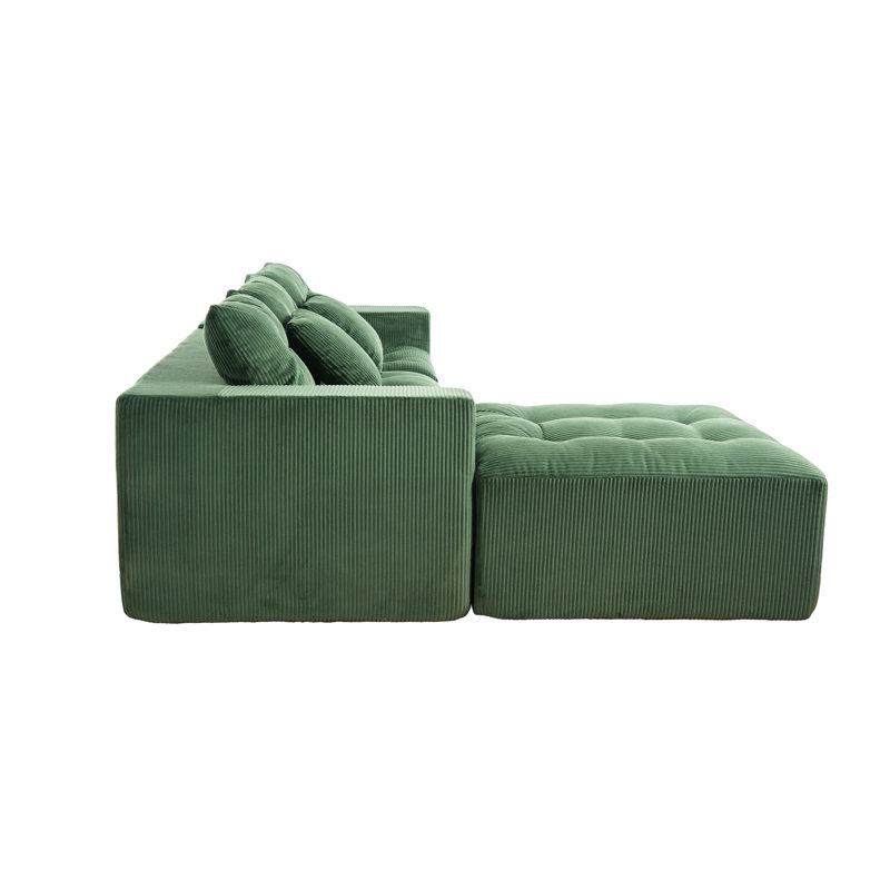 101" L-Shaped Modular Compression Sofa, Green