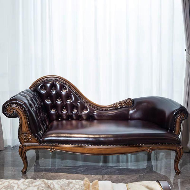 Élégante chaise en bouleau en similicuir, Orienté à gauche (vu de face)