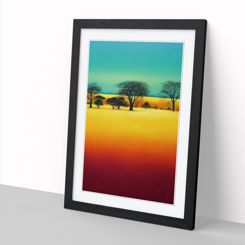 Safari Landscape View 1 Piece Single Picture Frame Wall Art, 64cm H x 46cm W x 2cm D, Black