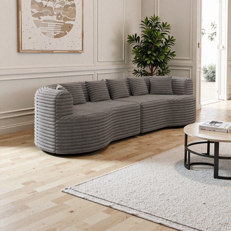Canapé modulaire incurvé surdimensionné sans os Boneless, Gris