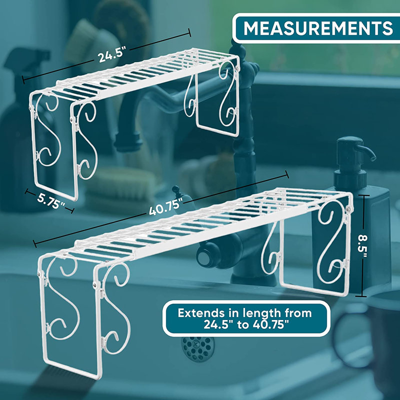 Adjustable Over The Sink Dish Rack, White