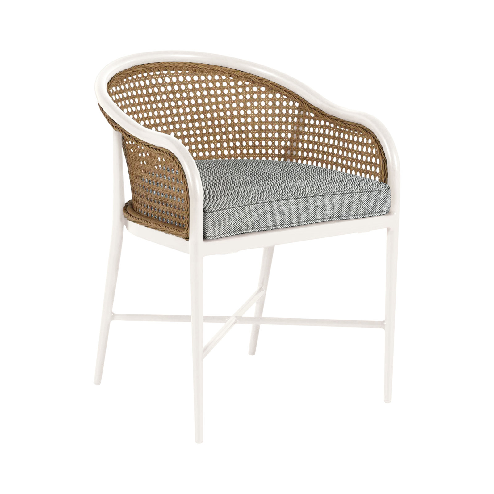 Havana Cane N-Dura Resin Wicker Outdoor Arm Chair, Welt, Chalk/Natural Cane, Perigold Posh Sky