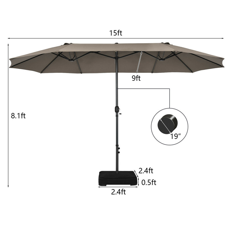 Parasol de marché double face 15 pi Arlmont & Co., Café