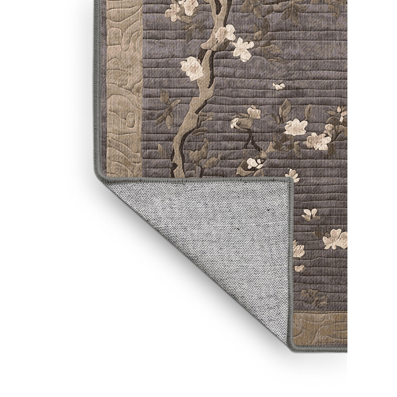 Tapis gris lavable à la machine, Carré 6 pi