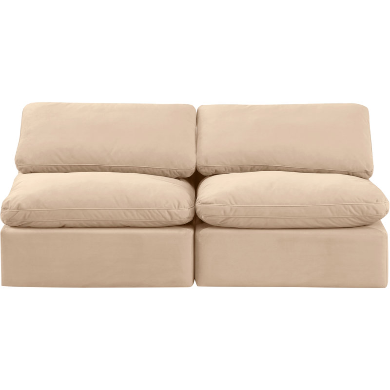 Causeuse rembourrée Hinami, Velours beige