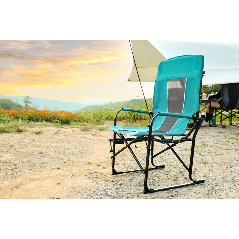 Blue Directors Camping Chair - Heavy Duty Portable Folding With Side Table For Car Travelling Fishing, Garden, Picnic, Blue