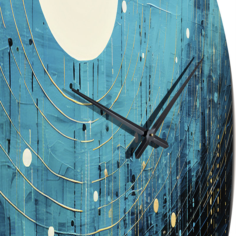 Horloge murale sarcelle et noire Minimalisme Moon II, Grand