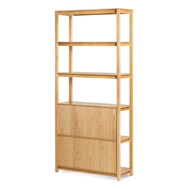 Open Plan Solid Wood Etagere Bookcase, White Oak