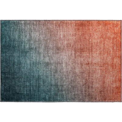 Premium Machine Washable Cerrito AMF569 Teal Rug