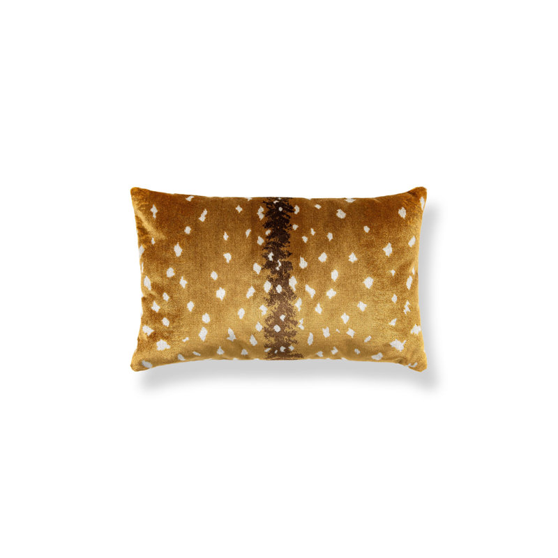 ANTELOPE / VELVET PILLOW, 14" H x 22" W, Tawny/Beige Animal Print, Rectangular