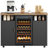 53" Coffee Bar Cabinet with Fridge Space & Power Outlet, Adjustable Shelves, Black