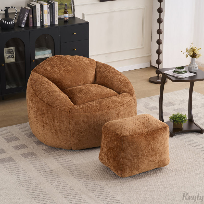 Fauteuil à billes en mousse avec rembourrage, Teddy orange