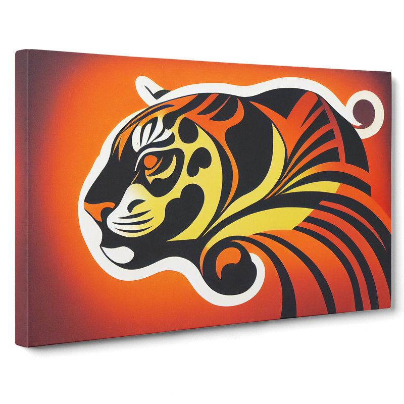 Tiger Art Deco Style Abstract - Wrapped Canvas, 50cm H x 76cm W x 3cm D