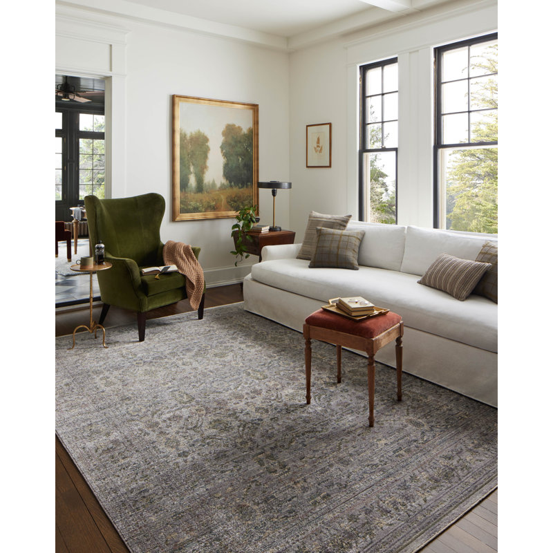 Bradbury Gray and Multicolor Synthetic Easy Care Accent Rug 2'7" x 4'