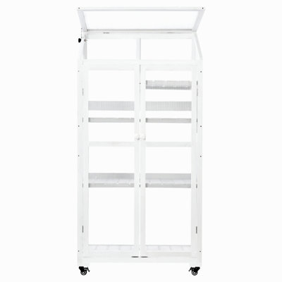 62Inch Height Wood Large Greenhouse Balcony Portable Cold Frame With Wheels And Adjustable Shelves For Outdoor Indoor Use