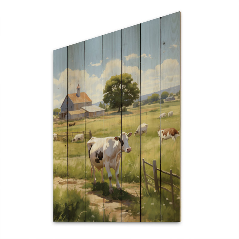 Vache laitière, sérénité sur bois, H 40 po x l 30 po x P 0,78 po