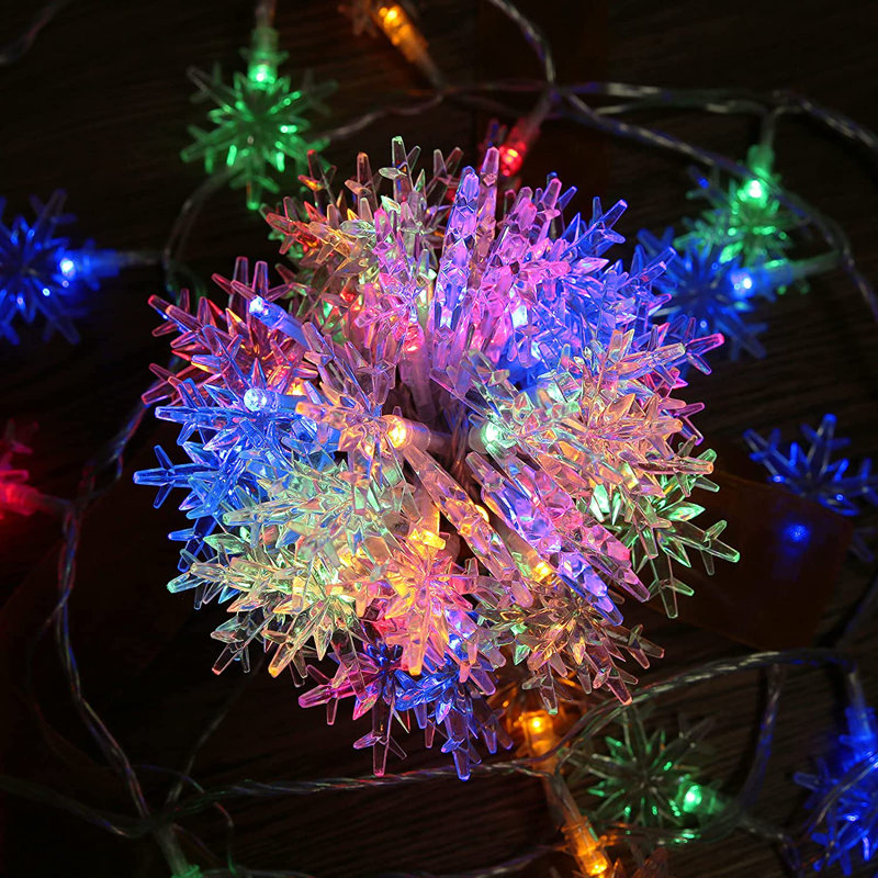 100 LED 49 FT Snowflake String Lights, Multicolor