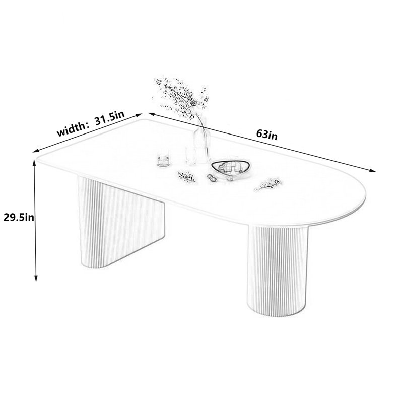 Table de salle à manger Minimalist, H 29,5 po x L 63 po x l 31,5 po