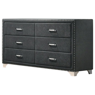 Kennedy Grey 6-Drawer Upholstered Dresser