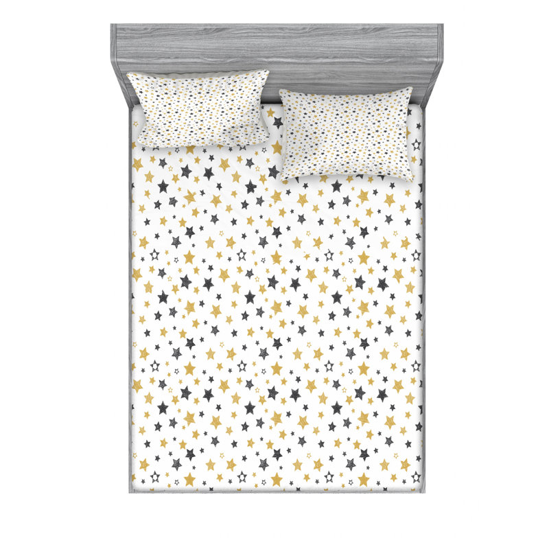 Microfiber Floral Sheet Set, Full/Double Sheet Set with Fitted Sheet, Old Fashi Geometric