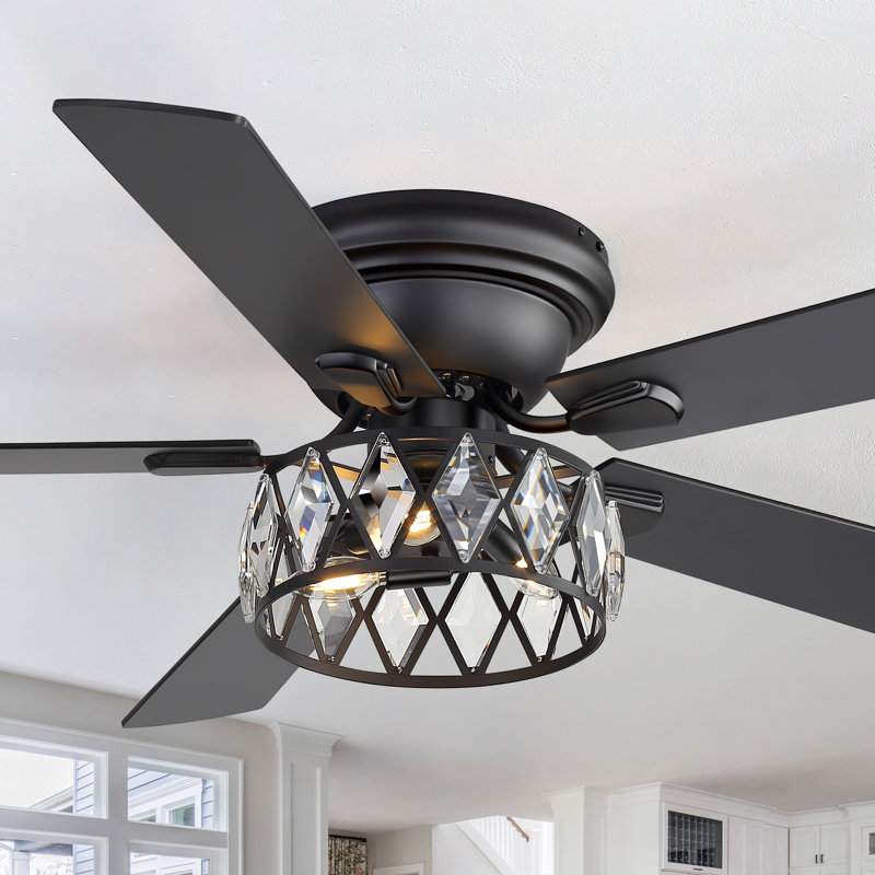 52'' Iris 5 - Blade Standard Ceiling Fan with Remote Control and Light Kit Included, Black