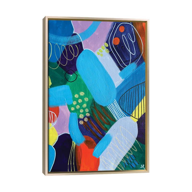 Flashy Emotion Abstract - reproduction d'art murale - toile encadrée, H 60 po x l 40 po, Champagne
