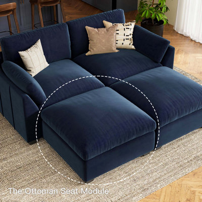 Knaack Velvet & Plush Wide Corduroy Ottoman, Large Seat with Removable Cushion Cover