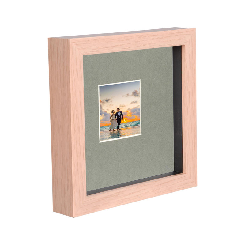 Shadow Box Picture Frame with Mat,  Light Brown/Grey