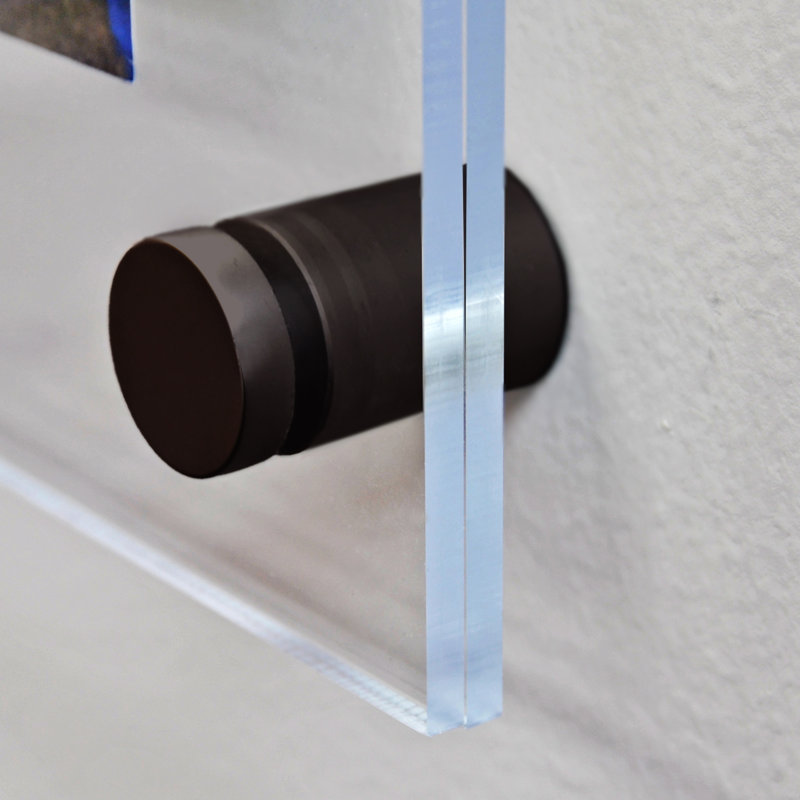 Clear and Black Acrylic Floating Wall Frame with Stand Off Caps