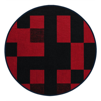 Machine Washable Checkered Purple Area Rug