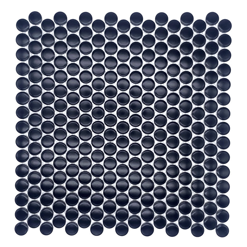 Carreau de mosaïque en porcelaine pour mur et plancher 12 po x 12 po Cascade, Noir mat