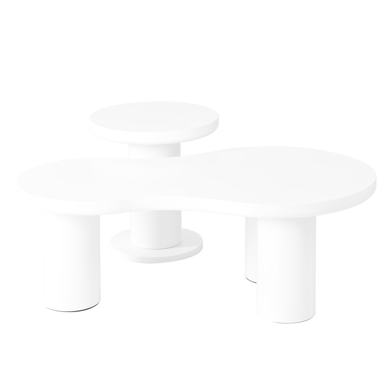 2 Coffee Table Nesting , Cream Cloud-style With Side Table, White, Stable & Practical, Easy Assembly Process Cloud Round Build, Simple Setup For Home